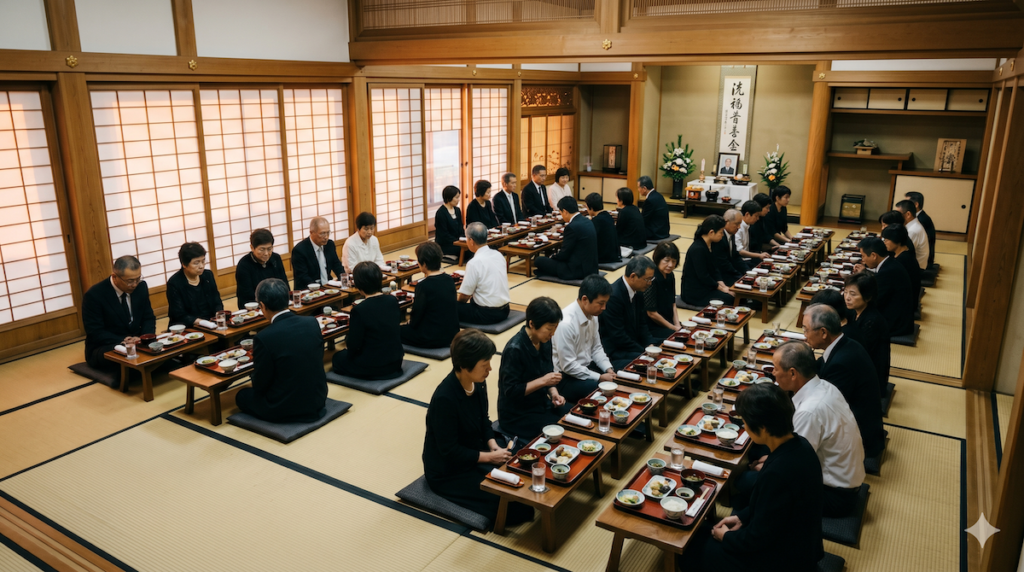 七回忌法要の直会が行われる和室の風景