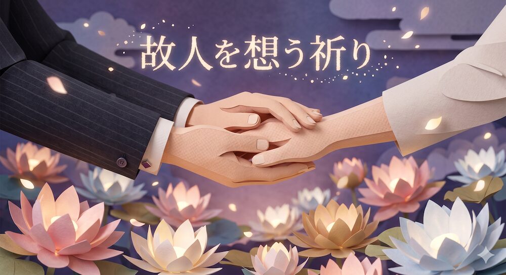 CGクラフト（ペーパークラフト風）で表現された、互いを思いやり手を握り合う様子。
