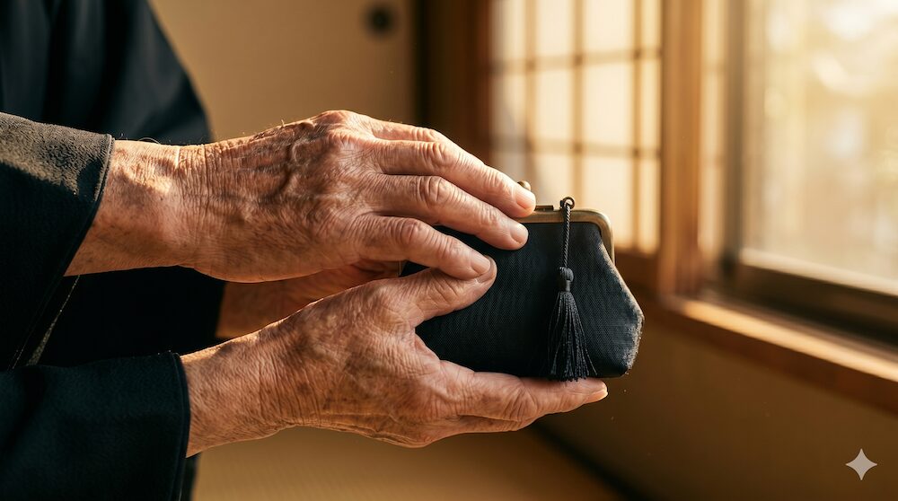 遺品整理で見つけた質素な黒いミニ財布