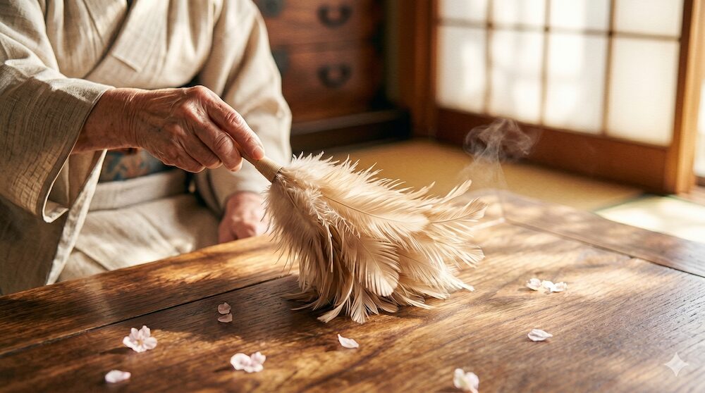 専用の毛ばたきを使った優しい位牌の掃除