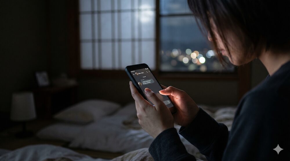 親しくない知人のお通夜参列に迷う女性の手元の様子