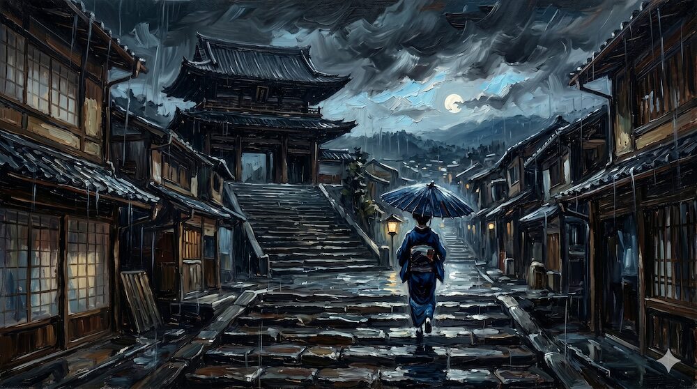 迷いつつもお通夜に向かう一人の女性の背中