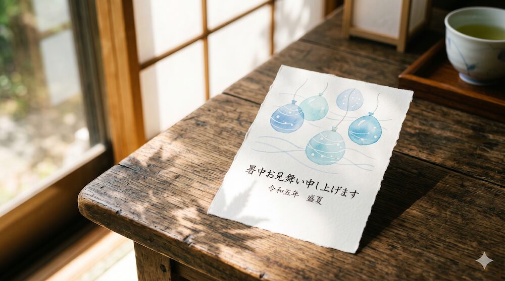 喪中の暑中見舞いとして選ばれた落ち着いたデザインの夏の絵はがき