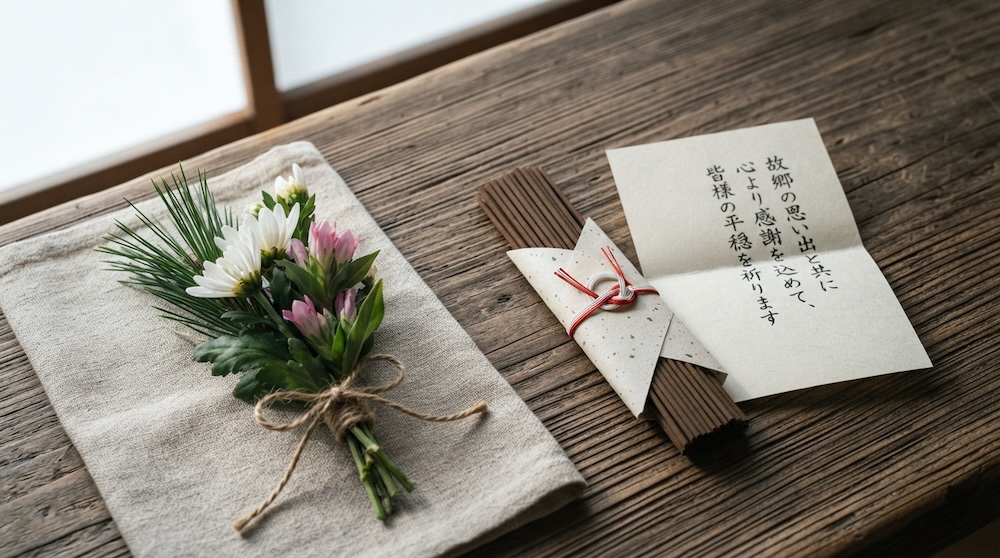 人のお墓参りに添える控えめな供花と線香